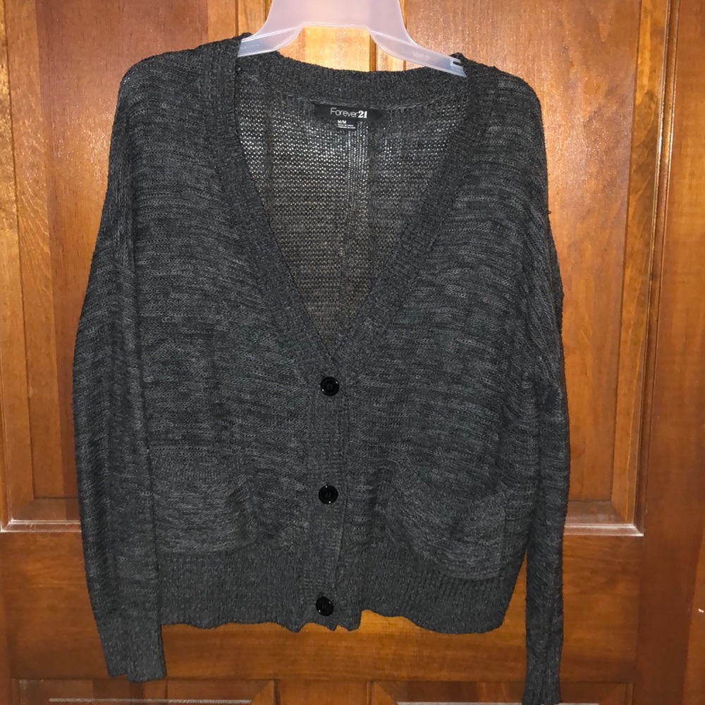 Oversized grey button up sweater